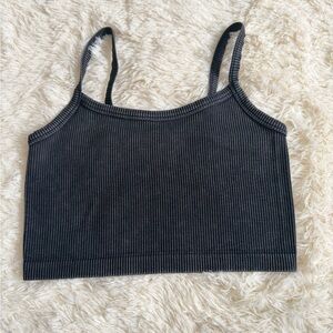 Elegant Black Ribbed Cropped Camisole for Women